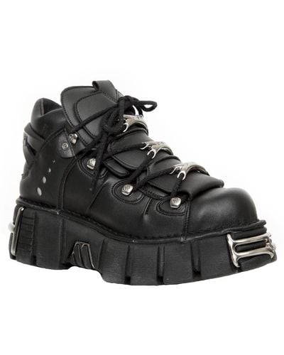 New Rock Unisex Vegan Leather Gothic Boots- M-106-vs1 - Black