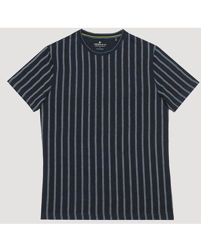 Larsson & Co Navy & White Vertical Stripe T-shirt - Blue