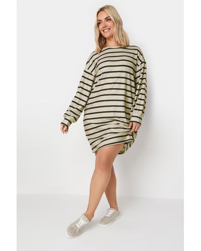 Yours Striped Jumper Dress - Grey
