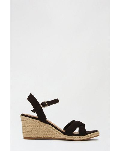 Dorothy Perkins Black Rordic Cross Strap Wedge Sandal