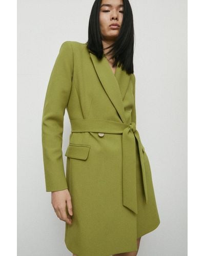 Warehouse Double Breasted Blazer Dress - Green