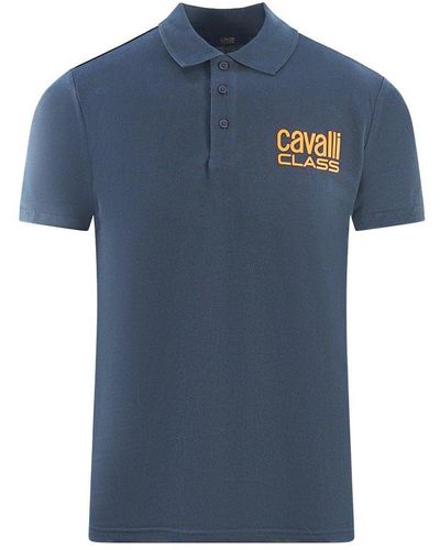 Class Roberto Cavalli Bold Brand Logo Navy Blue Polo Shirt