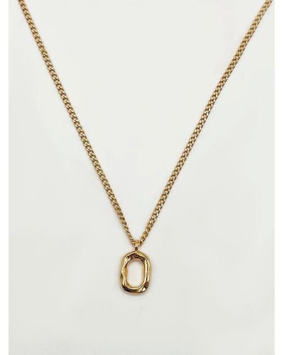 SVNX Long Gold Chain Necklace With Gold Pendant - White