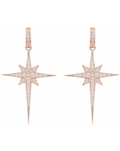LÁTELITA London North Star Burst Large Drop Earrings Rosegold - White