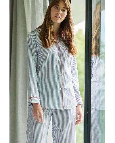 British Boxers Sussex Stripe Crisp Cotton Pyjama Set - Grey