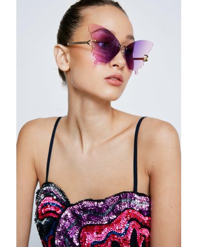 Nasty Gal Oversized Butterfly Lense Sunglasses - Pink