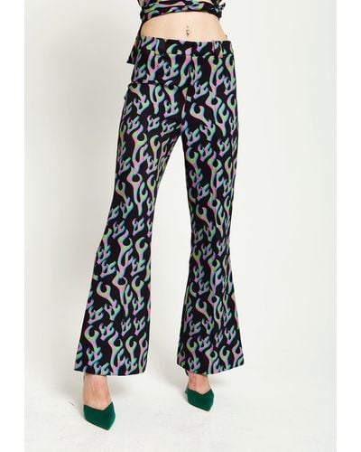 House of Holland Black Flame Suit Flared Trousers - Blue