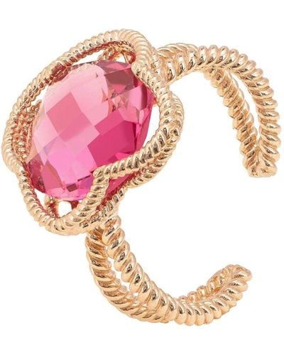 LÁTELITA London Open Clover Gemstone Cocktail Ring Rosegold Pink Tourmaline