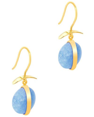 Pure Luxuries Gift Packaged 'manon' 18ct Gold Plated 925 Silver & Gemstone Earrings - Blue