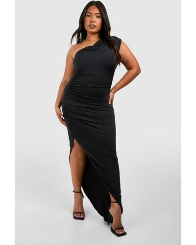 Boohoo Plus Midi Asymmetric Dress - Black