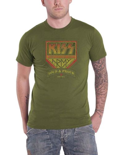 Kiss Loud And Proud T Shirt - Green