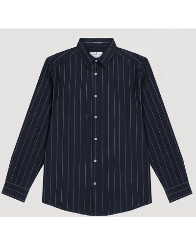 Larsson & Co Navy Stripe Long Sleeve Shirt - Blue