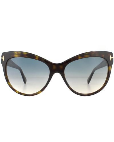 Tom Ford Cat Eye Dark Havana Green Gradient Sunglasses - Brown