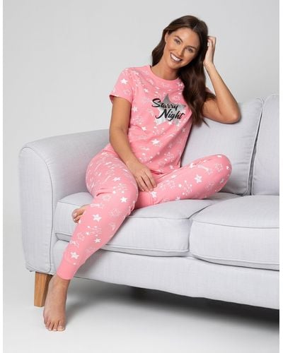 Threadbare 'goodnight' Cotton Pyjama Set - Pink