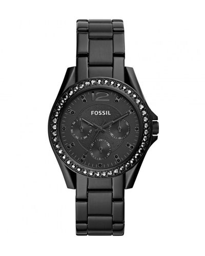 Fossil Riley Stainless Steel Fashion Analogue Quartz Watch - Es4519 - Black
