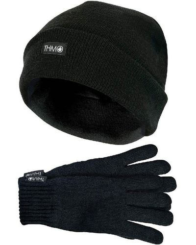 THMO Thinsulate Knitted Hat And Acrylic Gloves Warm Set For Winter - Black