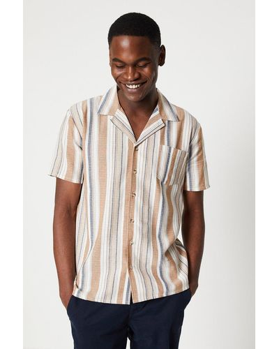 Burton Short Sleeve Multi Textured Stripe Shirt - Multicolour
