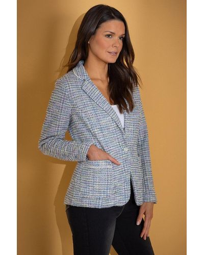 Klass Embellished Shimmer Check Jacket - Blue