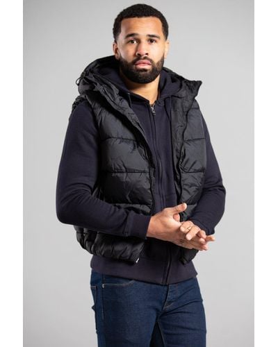 French Connection Hooded Padded Gilet - Blue