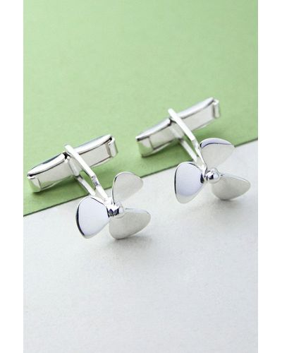 Otis Jaxon London Sterling Silver Propeller Nautical Cufflinks - Green