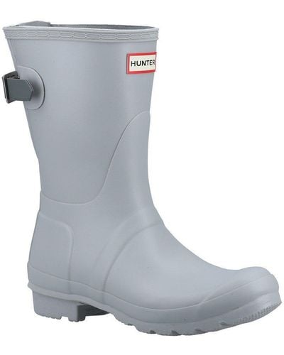HUNTER Short Back Adjustable Wellington Boots - Grey