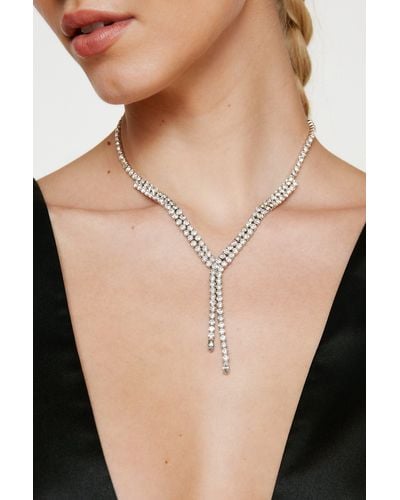 Nasty Gal Diamante Y Chain Necklace - Natural