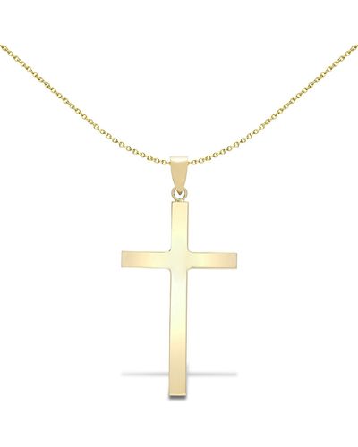 Jewelco London Solid 9ct Gold Plain Cross Pendant - Jpx004 - Metallic