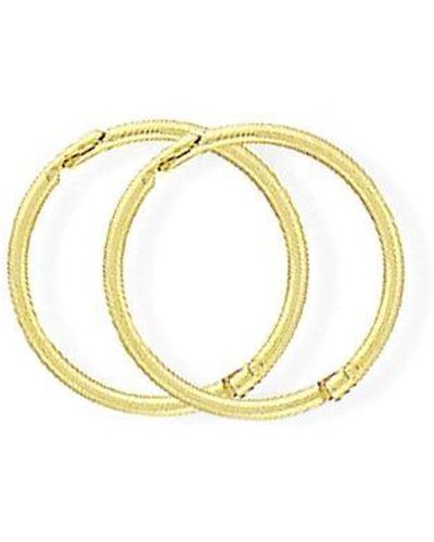 Jewelco London 9ct Gold 1mm Gauge Thick Hinged Sleeper Hoop Earrings 12mm - Senr02953 - Metallic