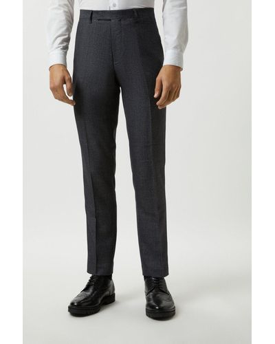 Burton Slim Fit Grey Semi Plain Suit Trousers - Black
