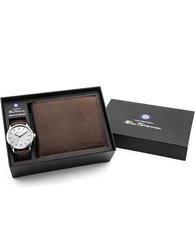 Ben Sherman Watch & Wallet Gift Set Fashion Analogue Quartz Watch - Bs163g - Brown