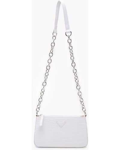 Boohoo Chunky Chain Shoulder Bag - White