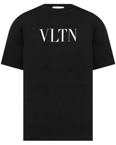 Valentino White Bold Vltn Print Logo Black T-shirt
