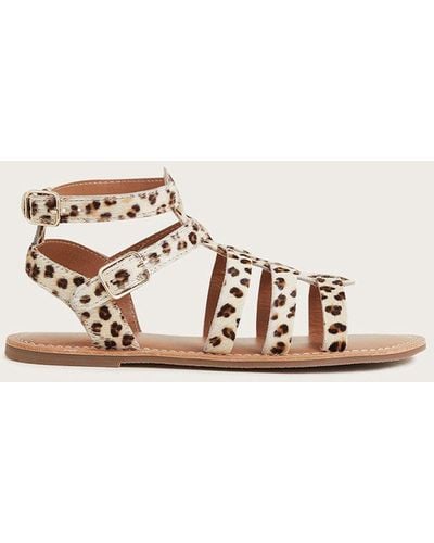 Monsoon Leopard Print Cage Sandals - Natural