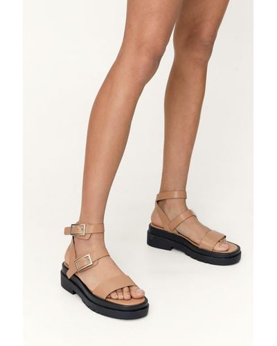 Nasty Gal Faux Leather Double Buckle Chunky Sandals - Multicolour