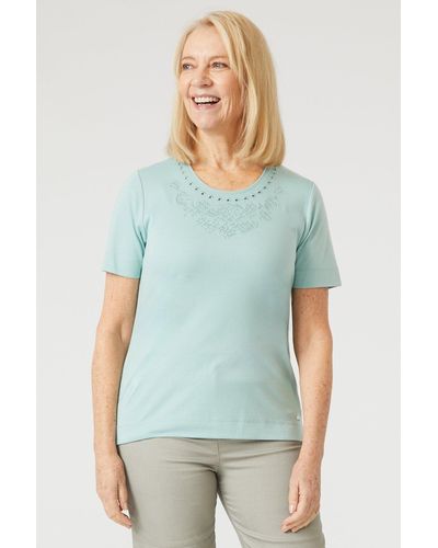 Tigi Embroidery Cutwork Neck Top - Green