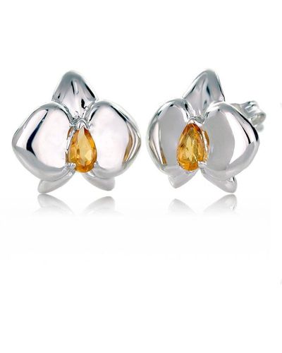 Ojewellery Citrine Orchid Stud Earrings - Blue