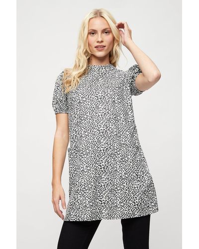 Dorothy Perkins Mono Leopard Tunic - Grey