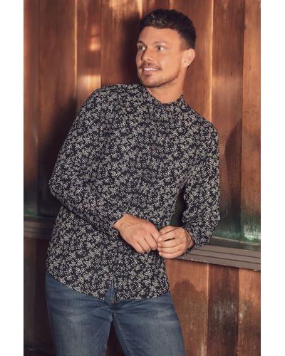 French Connection Cotton Long Sleeve Floral Shirt - Black