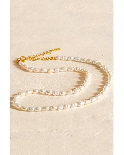 MUCHV Gold Necklace With Small Baroque Pearls - Natural