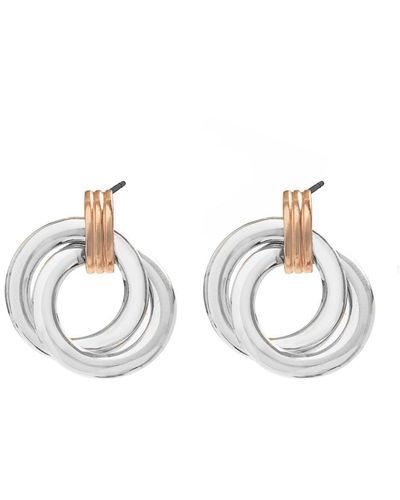 Simply Silver Sterling Silver Two-tone Double Earrings - Multicolour