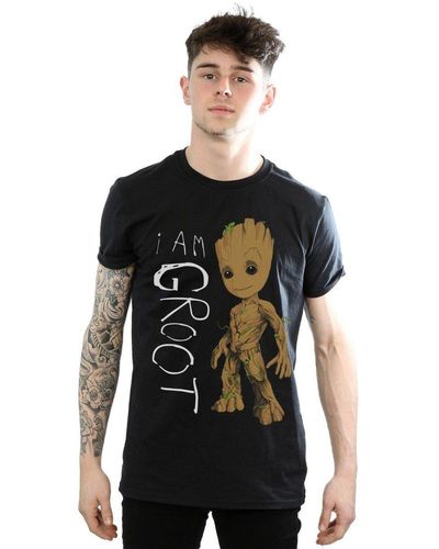 Marvel Guardians Of The Galaxy I Am Groot Scribbles T-shirt - Black