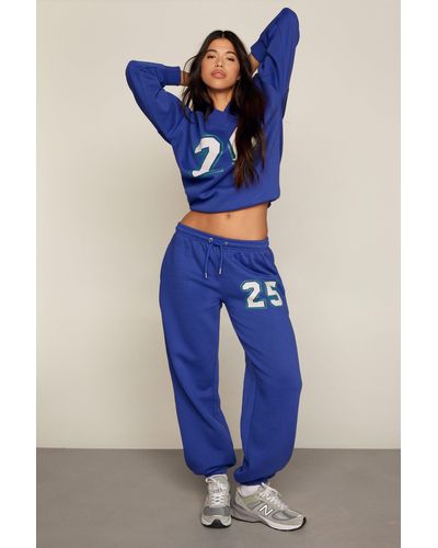 Nasty Gal 25 Oversized Mid Rise Joggers - Blue