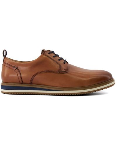 Dune Wide Fit 'blaksley' Leather Casual Shoes - Brown