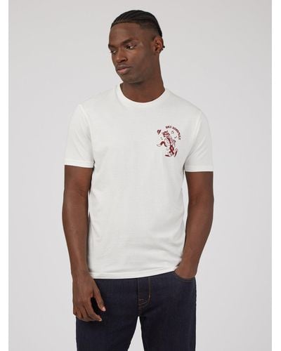 Ben Sherman Jazz Cat Print T-shirt - White