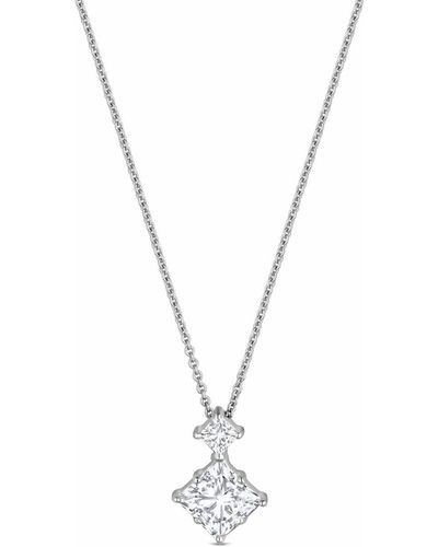 Simply Silver Sterling Silver 925 Cubic Zirconia Diamond Shape Pendant Necklace - Metallic