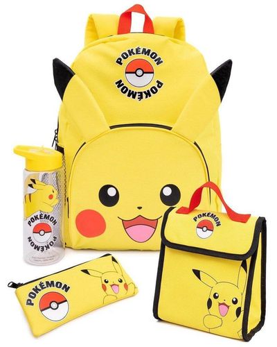 Pokemon Pikachu Lunch Bag And Backpack Set (pack Of 4) - Yellow