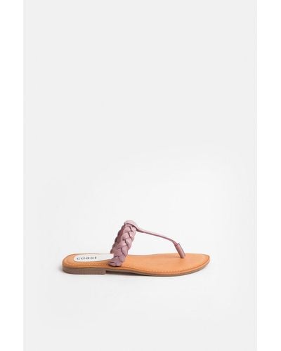 Coast Plaited Leather Sandal - Pink