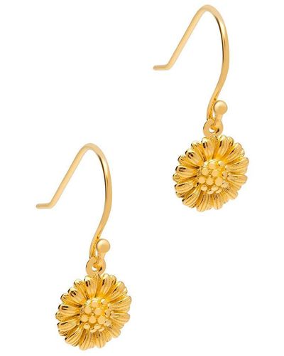 Pure Luxuries Gift Packaged 'jemila' 18ct Yellow Gold Plated 925 Silver Daisy Drop Earrings - Metallic