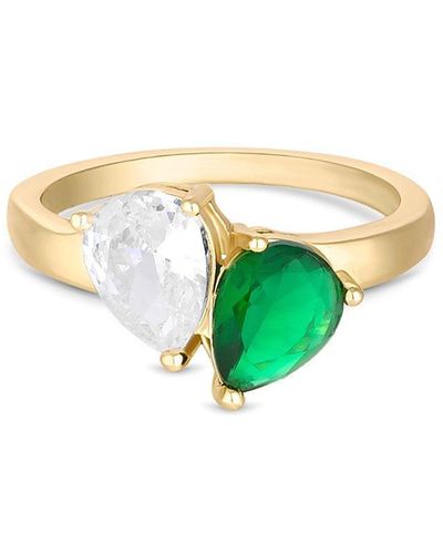 Jon Richard Gold Plated Emerald And Crystal Cubic Zirconia Ring - Blue