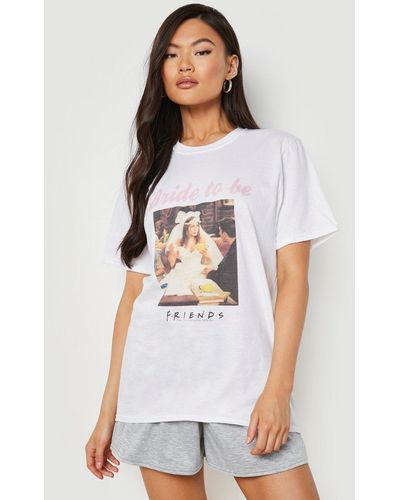 Boohoo Friends License Bride To Be T-shirt & Short - White